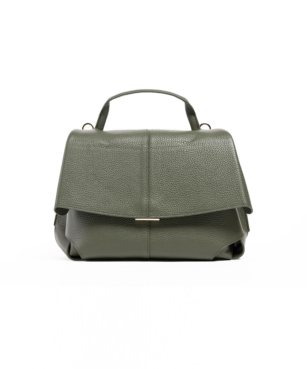 Zeleno siva tašna LEON od prirodne kože